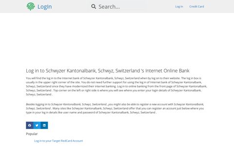 Log in to Schwyzer Kantonalbank, Schwyz, Switzerland 's ...
