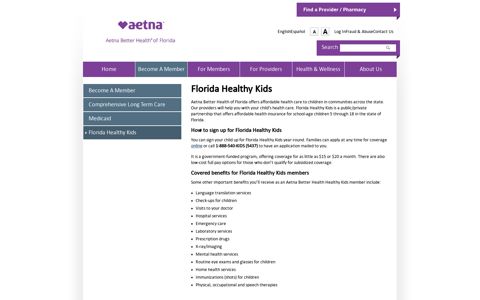 Florida Healthy Kids | Aetna Better Health of Florida