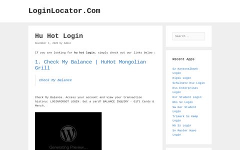 Hu Hot Login - LoginLocator.Com