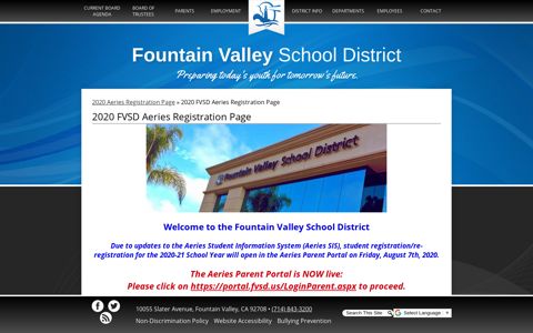 2020 FVSD Aeries Registration Page - Fountain Valley School ...