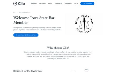 Welcome Iowa State Bar Member | Clio