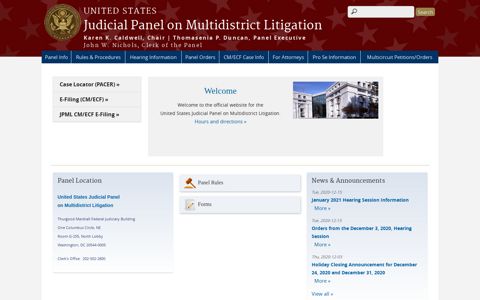 Judicial Panel on Multidistrict Litigation | United States