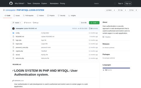 romeopeter/PHP-MYSQL-LOGIN-SYSTEM: User ... - GitHub