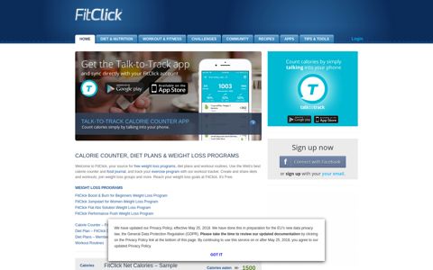 Free Diet Plan and Online Weight Loss Programs at FitClick