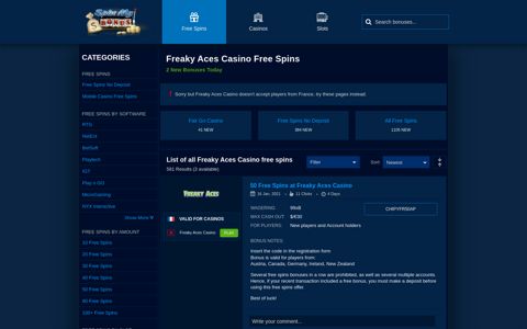 Newest Freaky Aces Casino Free Spins Bonuses ...