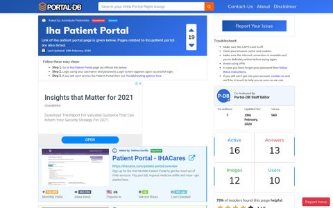 Iha Patient Portal - Portal-DB.live