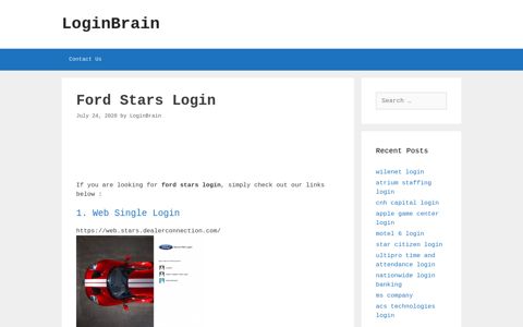 Ford Stars - Web Single Login - LoginBrain