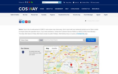 Cosway Store Locator - COSWAY