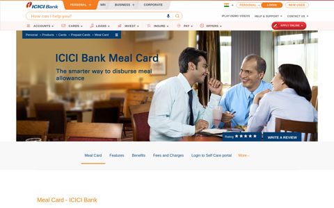 Meal Card | Food and Meal Card in India ... - ICICI Bank