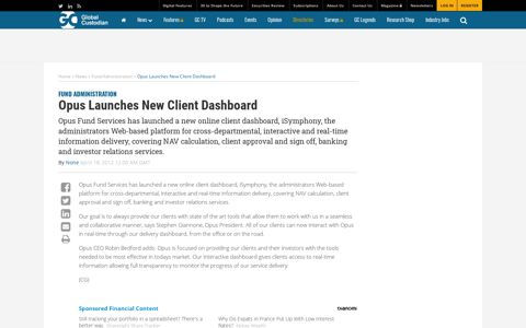 Opus Launches New Client Dashboard - Global Custodian ...