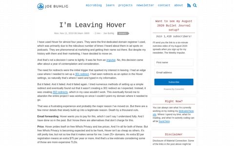 I'm Leaving Hover - Joe Buhlig
