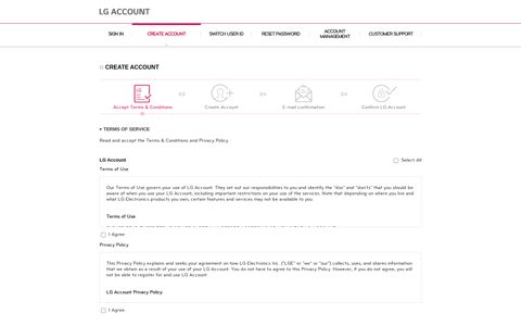 CREATE ACCOUNT > ACCEPT TERMS & CONDITIONS | LG ...