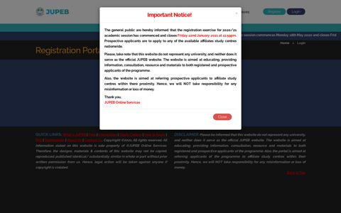 JUPEB Registration Portal | JUPEB Student Portal | Login to ...