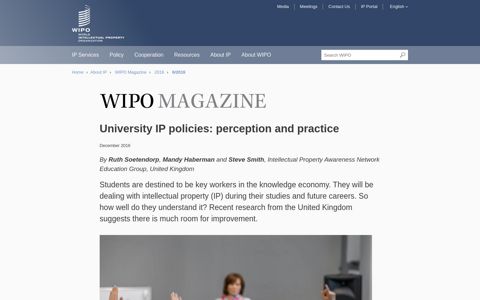 University IP policies: perception and practice - WIPO