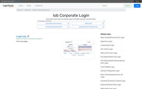 Iob Corporate - Login.jsp - LoginFacts