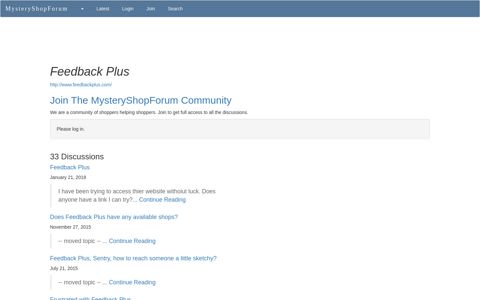 Feedback Plus: Discussions @ MysteryShopForum.com