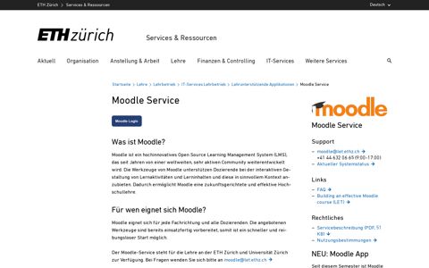 Moodle Service – Services & Ressourcen | ETH Zürich