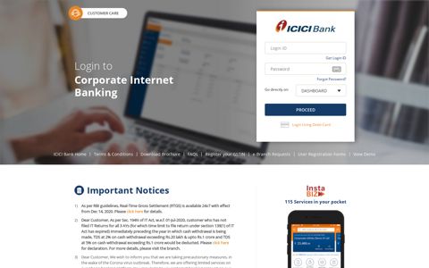 Login to corporate internet banking - ICICI Bank