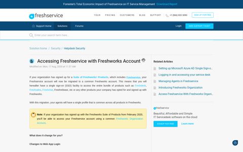 Accessing Freshservice with Freshworks Account : Freshservice