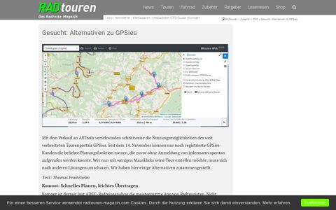 Gesucht: Alternativen zu GPSies - Radtourenmagazin