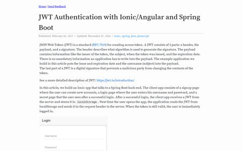 JWT Authentication with Ionic/Angular and Spring Boot