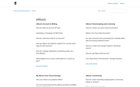 eMusic – eMusic and eStories support