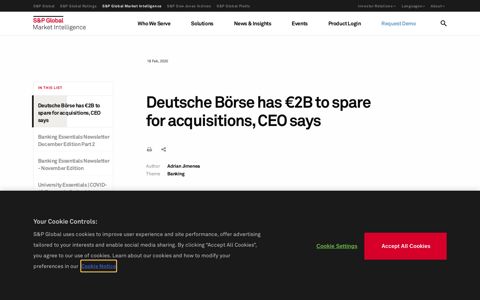 Deutsche Börse has €2B to spare for acquisitions, CEO says ...