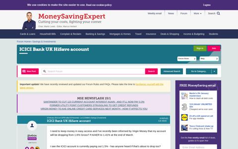 ICICI Bank UK HiSave account — MoneySavingExpert Forum