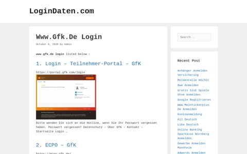Www.Gfk.De - Login - Teilnehmer-Portal - Gfk - LoginDaten.com