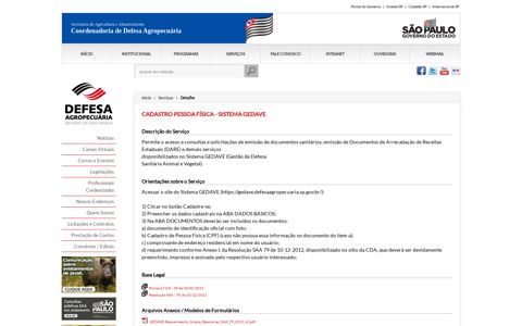 CADASTRO PESSOA FÍSICA - SISTEMA GEDAVE | Defesa ...