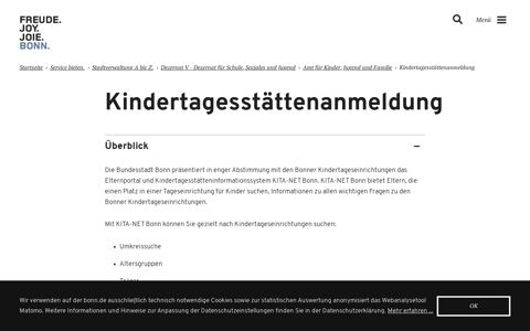 Kindertagesstättenanmeldung | Bundesstadt Bonn