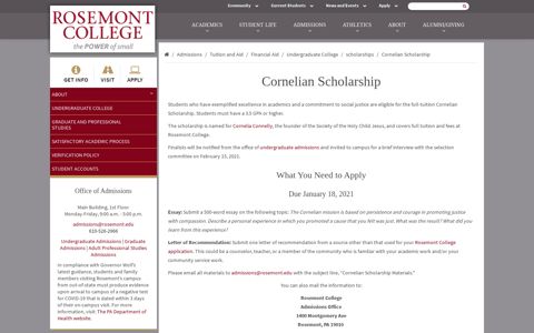 Rosemont College: Cornelian Scholarship | Rosemont ...