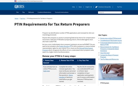 PTIN Requirements for Tax Return Preparers | Internal ...