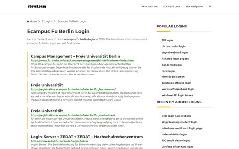 Ecampus Fu Berlin Login ❤️ One Click Access - iLoveLogin