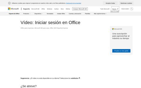 Vídeo: Iniciar sesión en Office - Office 365 - Microsoft Support
