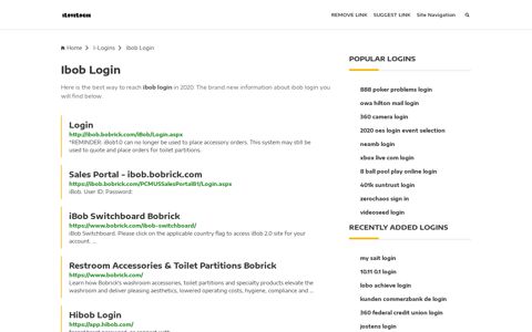 Ibob Login ❤️ One Click Access