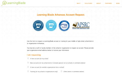 Learning Blade Arkansas Account Request.