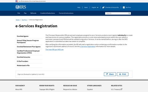 e-Services Registration | Internal Revenue Service