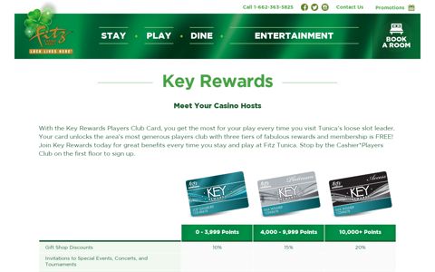 Luck lives here! - Key Rewards - Fitz Tunica Casino & Hotel