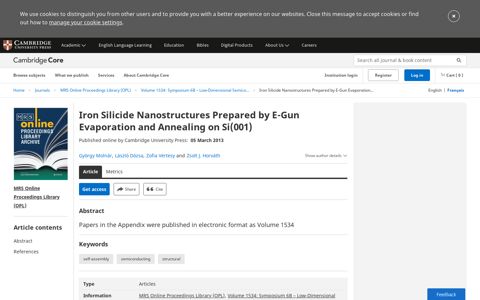 Iron Silicide Nanostructures Prepared by E-Gun Evaporation ...