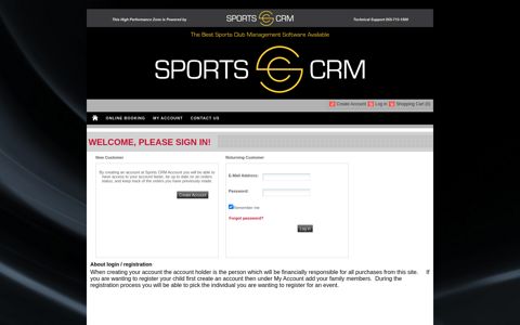Sports CRM Portal. Login