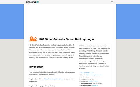 ING Direct Australia Online Banking Login - BankingLogin.US