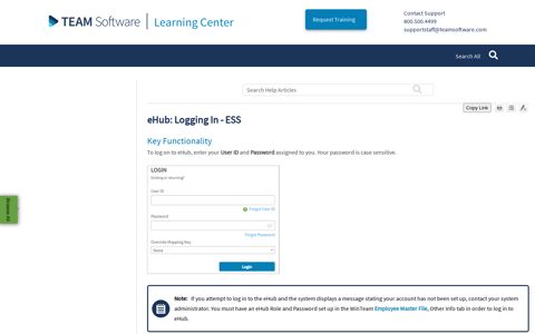 eHub: Logging In - ESS - TEAM Software