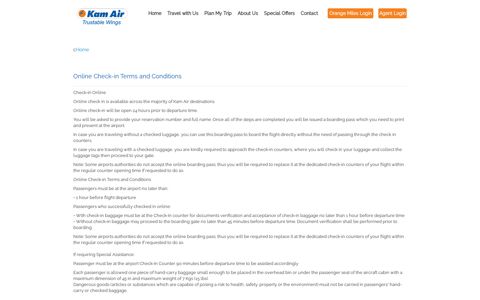 Online Check-in Terms and Conditions - Kam Air
