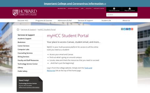 myHCC Student Portal | Howard Community College