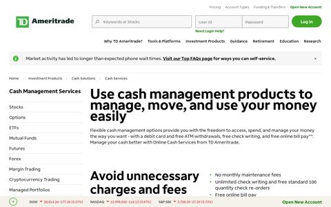 Cash Management Services | TD Ameritrade