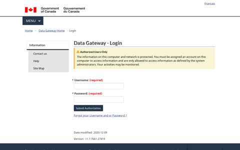 Login - Data Gateway - Canada.ca