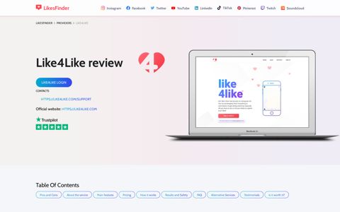 Like4Like review - buy likes, pricing & features 🧡 LikesFinder
