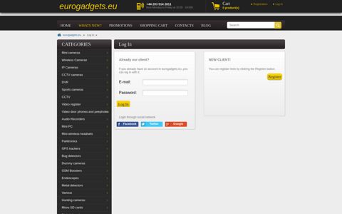 Login - Cool Gadgets Online Shop - Eurogadgets.eu