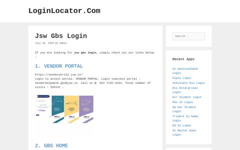 Jsw Gbs Login - LoginLocator.Com